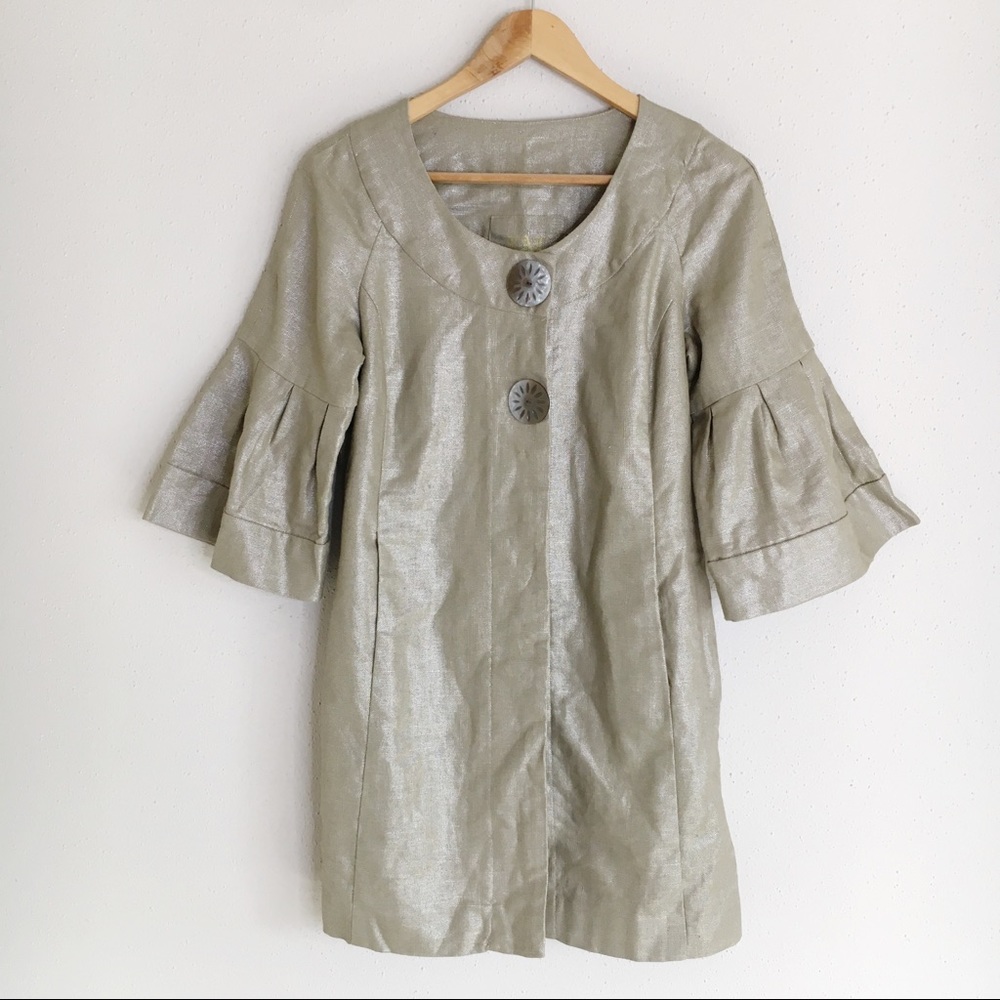 LAL Live A Little Metallic Bell Sleeve Coat Jacket